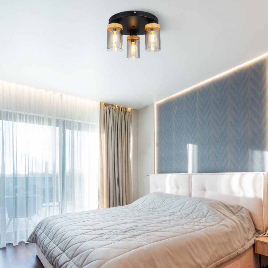 Lustră aplicată 3xE27/40W/230V metal/lemn Globo