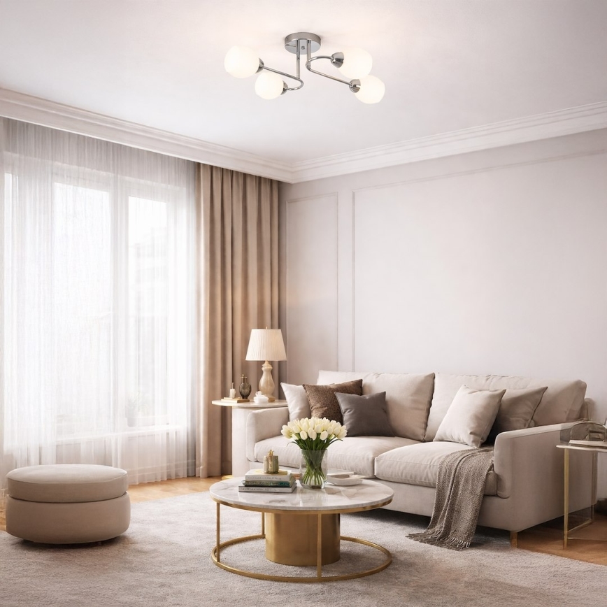 Lustră aplicată KING, 4 x E27, 15W, 230V, crom lucios