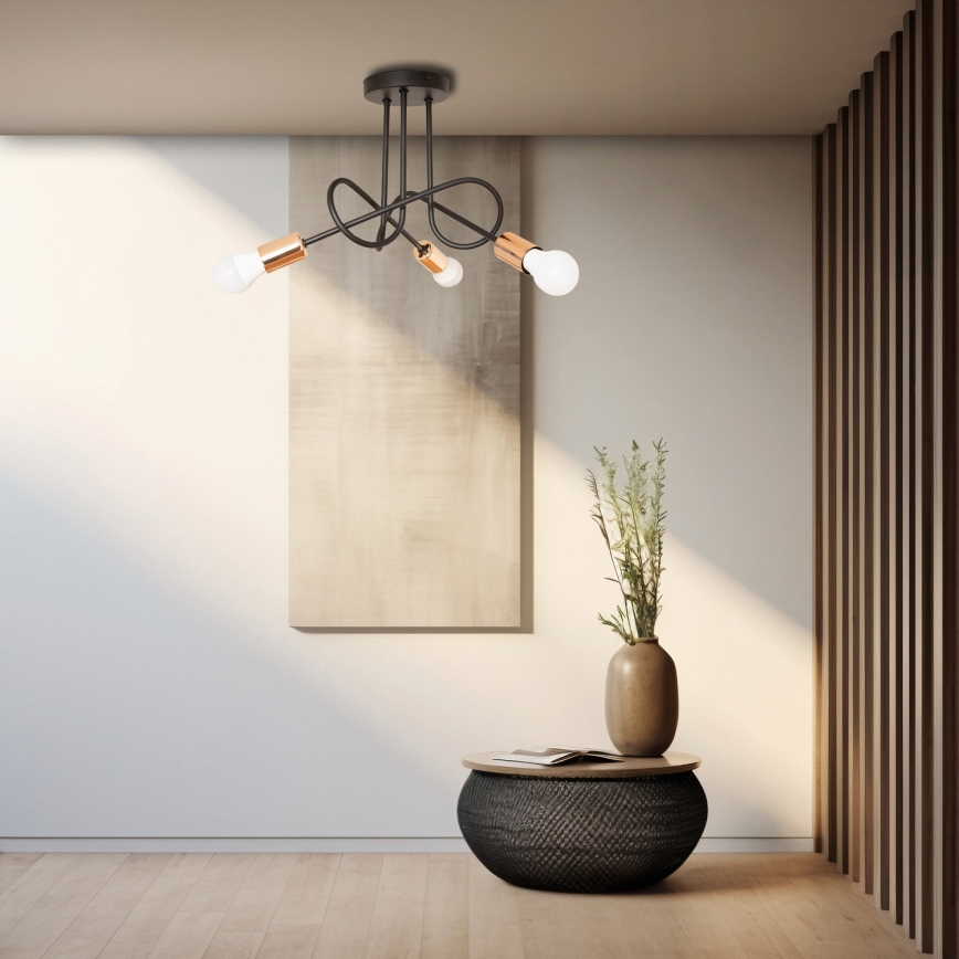 Lustră aplicată LED OXFORD 3x E27/15W/230V neagră