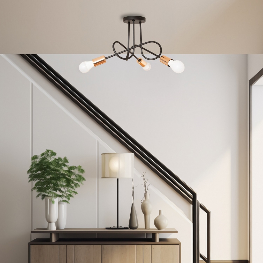 Lustră aplicată LED OXFORD 3x E27/15W/230V neagră