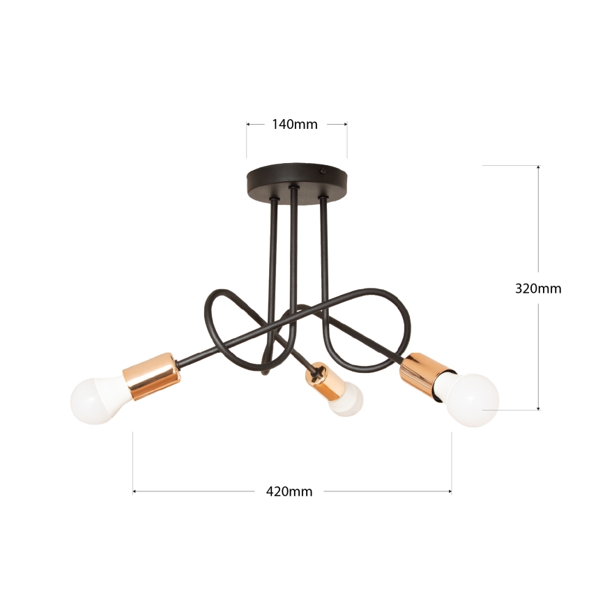 Lustră aplicată LED OXFORD 3x E27/15W/230V neagră