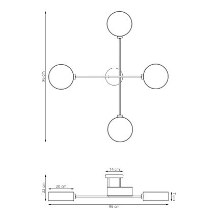 Lustră aplicată MAGA 4xE14/10W/230V negru/maro/gri