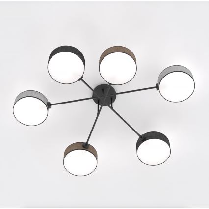 Lustră aplicată MAGA, 6 x E14, 10 W, 230 V, negru/maro/gri