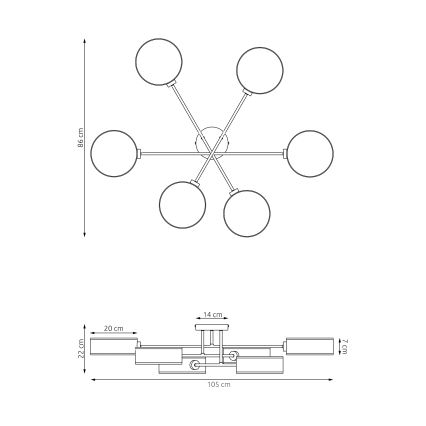 Lustră aplicată MAGA, 6 x E14, 10W, 230V, bej