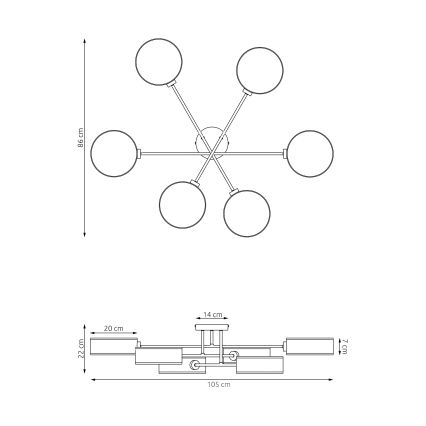 Lustră aplicată MAGA, 6 x E14, 10W, 230V, bej
