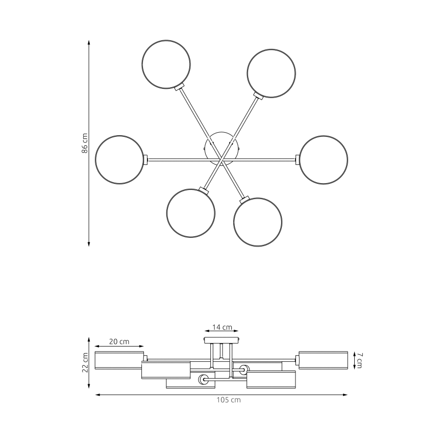 Lustră aplicată MAGA, 6x E14, 10W, 230V, maro