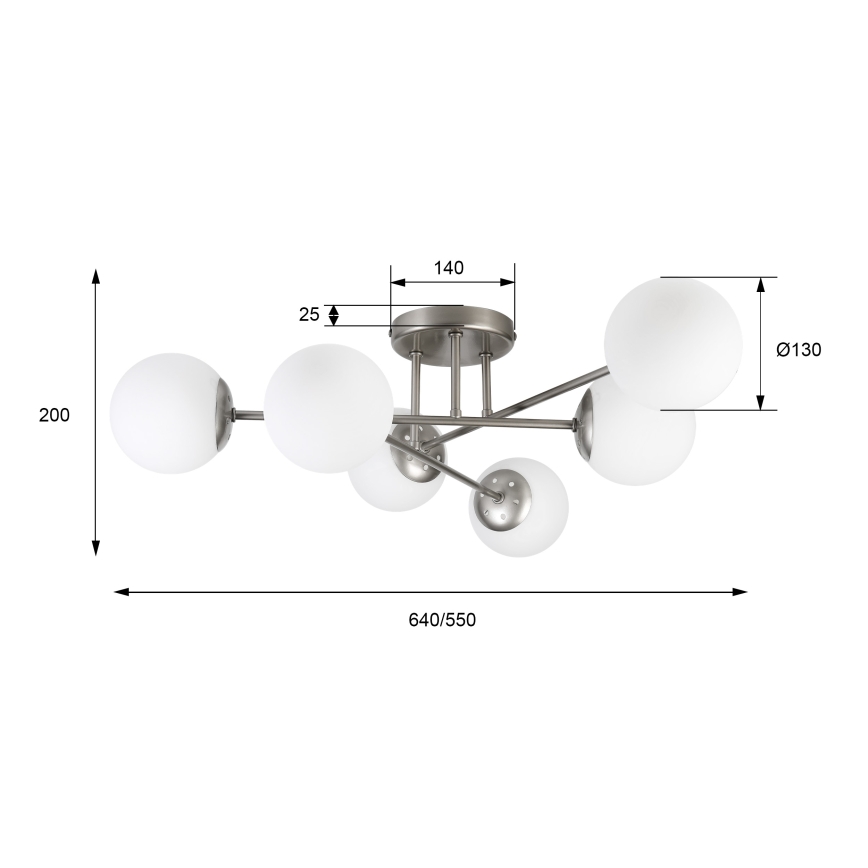 Lustră aplicată MALENA 6xE14/5W/230V crom mat/alb