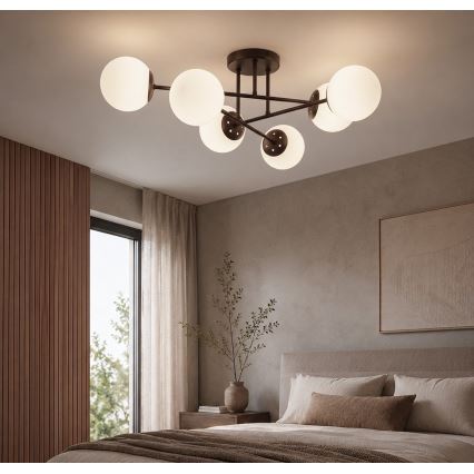 Lustră aplicată MALENA 6xE14/5W/230V maro/alb