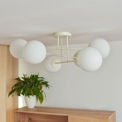 Lustră aplicată MOON, 6xE27/15W/230V, crem