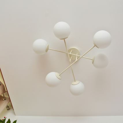 Lustră aplicată MOON, 6xE27/15W/230V, crem