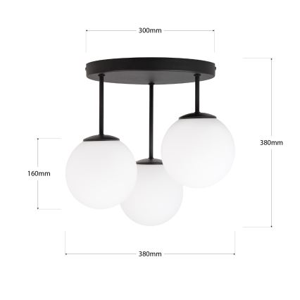 Lustră aplicată MOONLIGHT, 3 x E27, 15 W, 230 V, neagră