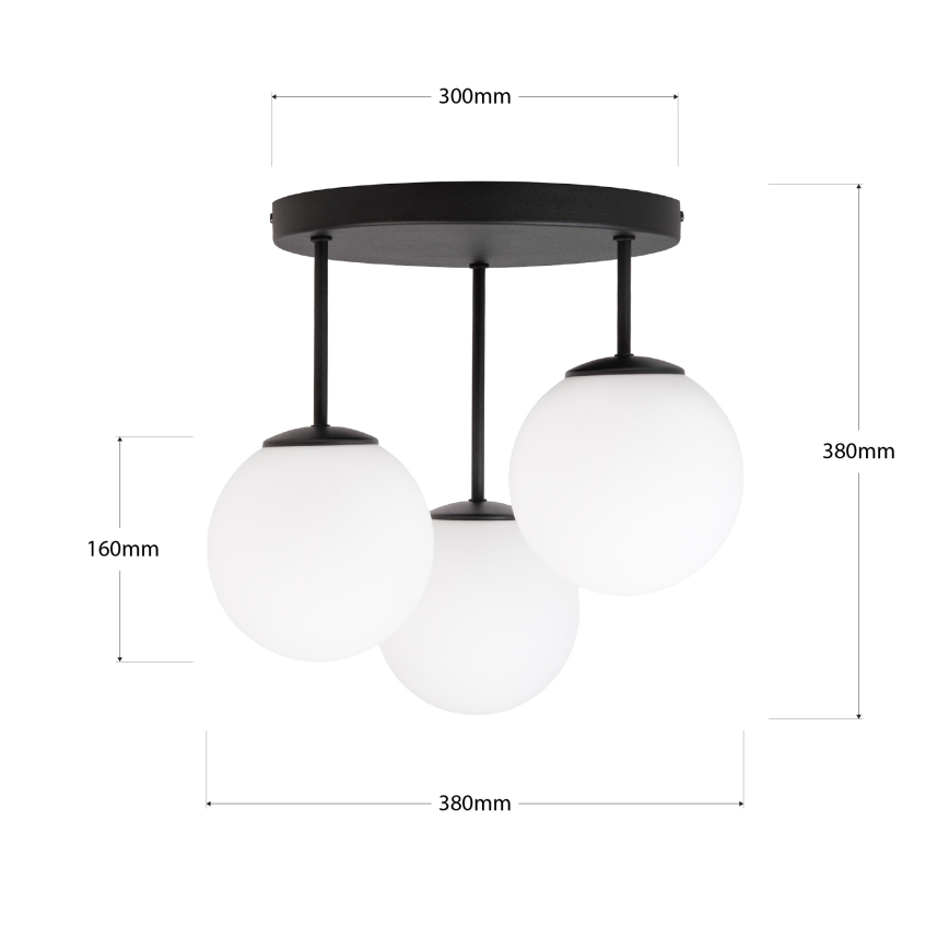 Lustră aplicată MOONLIGHT, 3 x E27, 15 W, 230 V, neagră