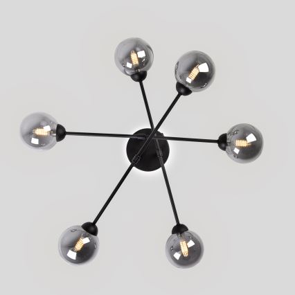 Lustră aplicată OBSIDIAN 6xG9/10W/230V negru/gri fumuriu