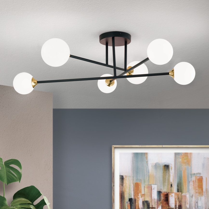 Lustră aplicată SNOWWHITE 6xG9/20W/230V d. 84 cm negru/auriu