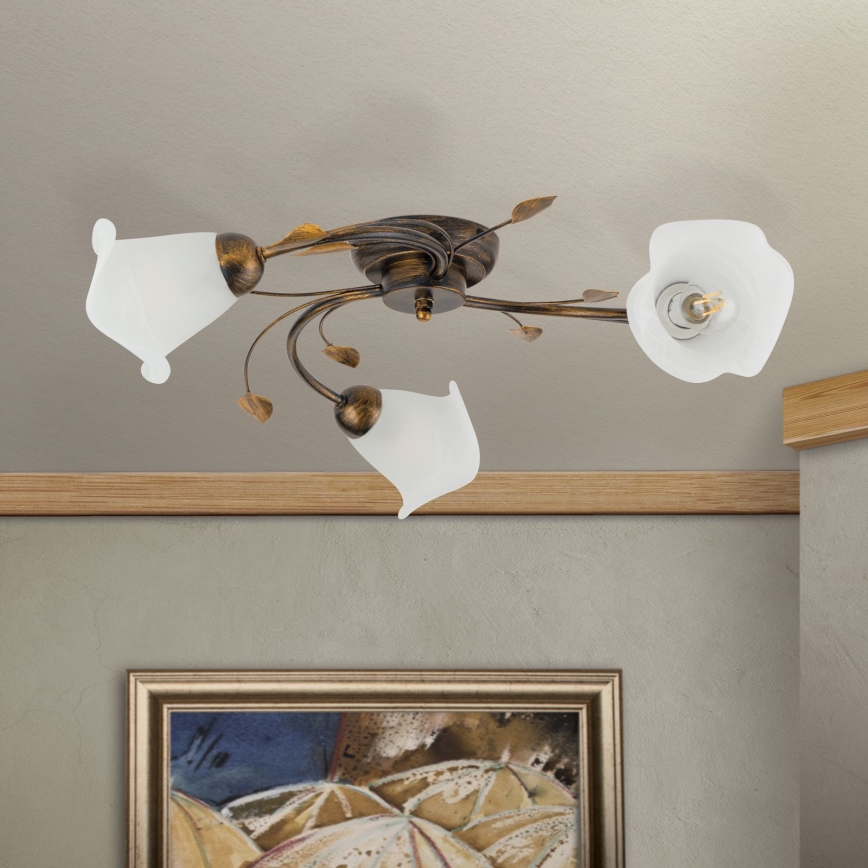 Lustră aplicată SISI 3xE14/40W/230V d. 60 cm bronz/patină