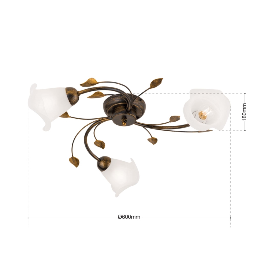 Lustră aplicată SISI 3xE14/40W/230V d. 60 cm bronz/patină