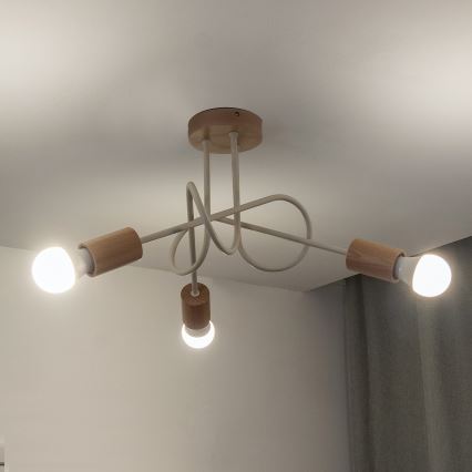 Lustră aplicată OXFORD, 3xE27/15W/230V, pin/crem