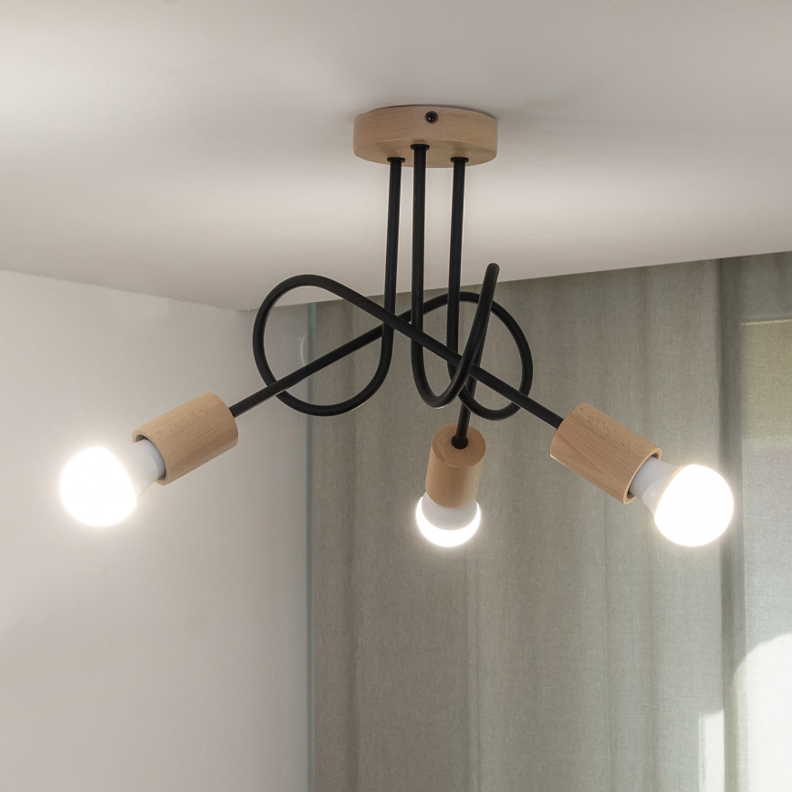 Lustră aplicată OXFORD 3xE27/15W/230V pin/negru