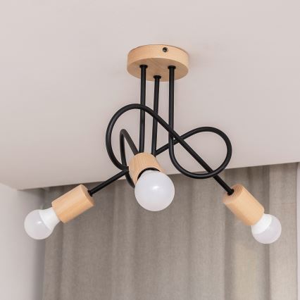 Lustră aplicată OXFORD 3xE27/15W/230V pin/negru