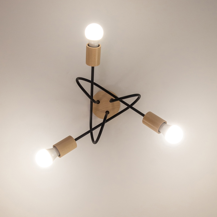 Lustră aplicată OXFORD 3xE27/15W/230V pin/negru