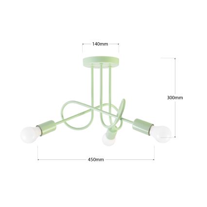 Lustră aplicată OXFORD 3xE27/15W/230V verde