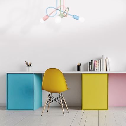 Lustră aplicată OXFORD 3xE27/15W/230V verde/roz/albastru