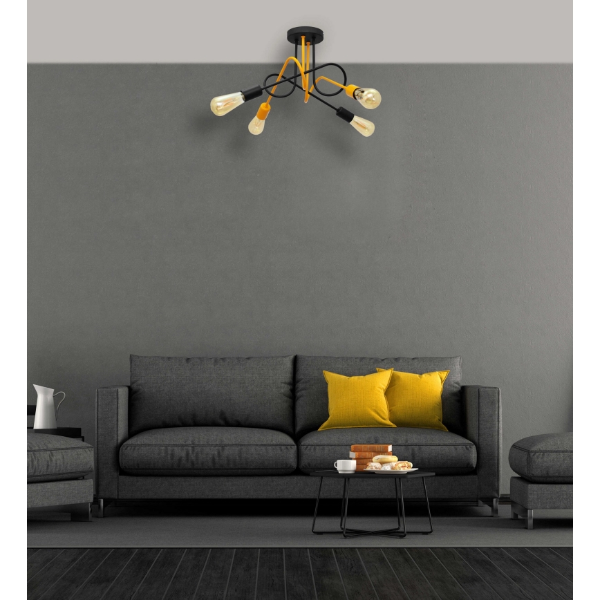 Lustră aplicată OXFORD 4xE27/15W/230V neagră/galbenă