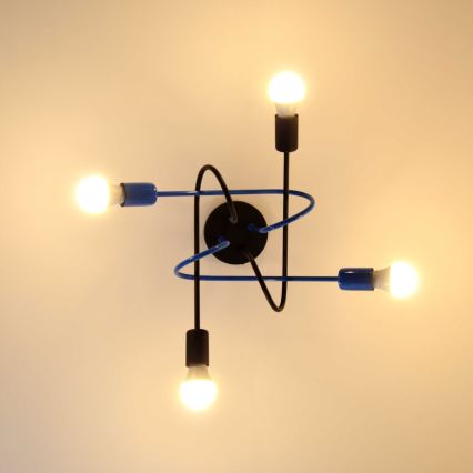 Lustră aplicată OXFORD 4xE27/15W/230V negru/albastru