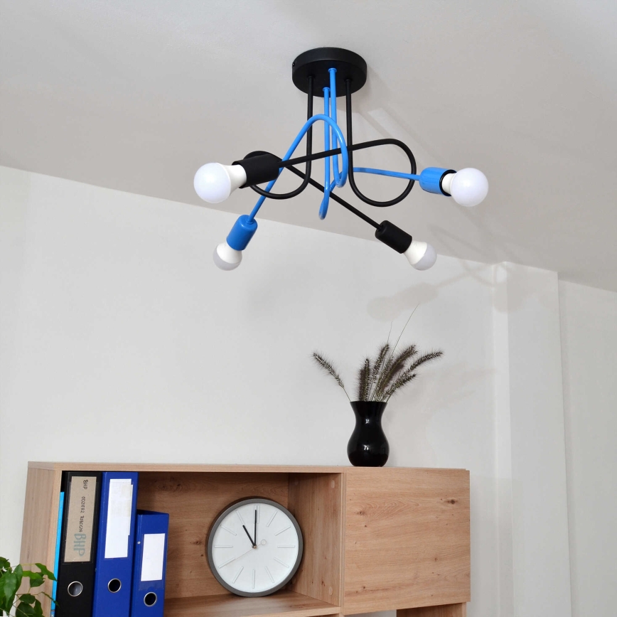 Lustră aplicată OXFORD 4xE27/15W/230V negru/albastru