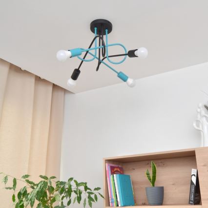 Lustră aplicată OXFORD 4xE27/15W/230V negru/turcoaz