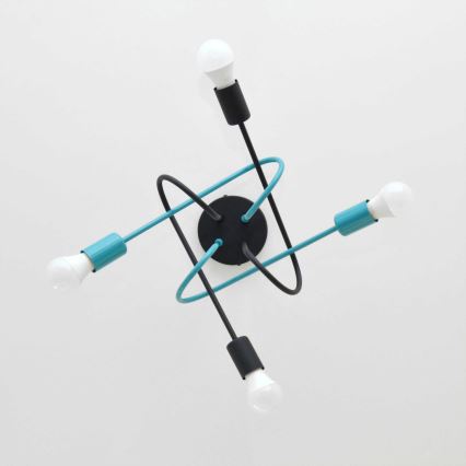 Lustră aplicată OXFORD 4xE27/15W/230V negru/turcoaz