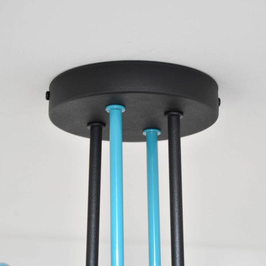 Lustră aplicată OXFORD 4xE27/15W/230V negru/turcoaz