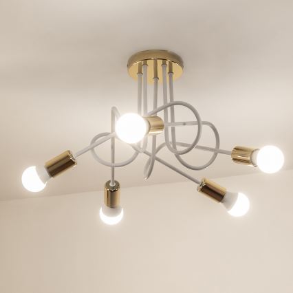 Lustră aplicată OXFORD 5xE27/15W/230V aurie/albă