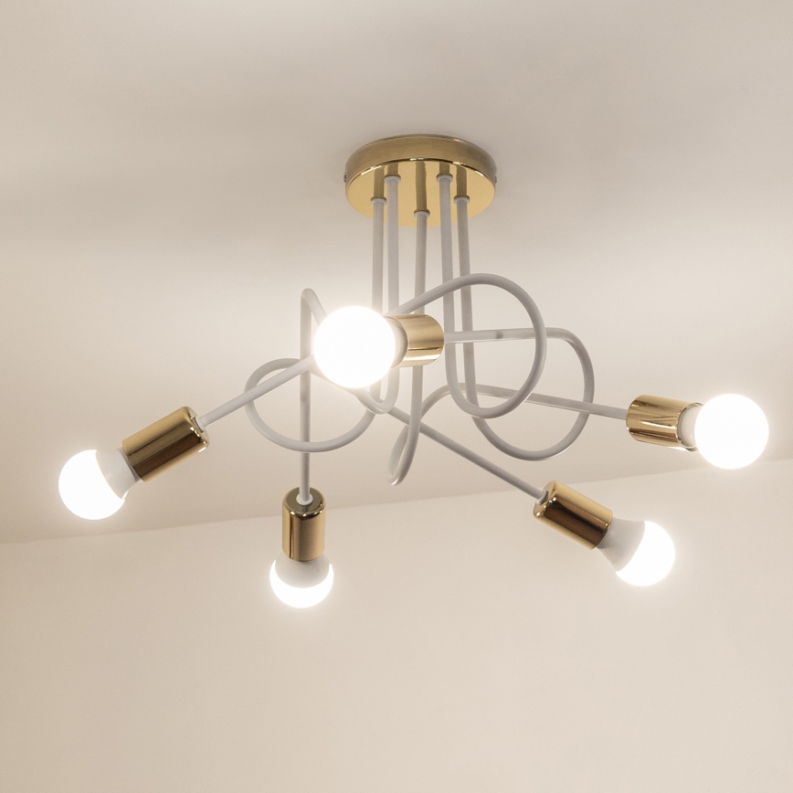 Lustră aplicată OXFORD 5xE27/15W/230V aurie/albă