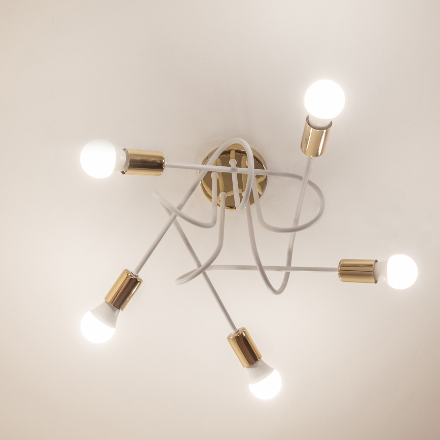 Lustră aplicată OXFORD 5xE27/15W/230V aurie/albă