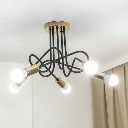 Lustră aplicată OXFORD 5xE27/15W/230V aurie/neagră