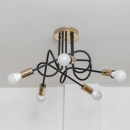 Lustră aplicată OXFORD 5xE27/15W/230V aurie/neagră