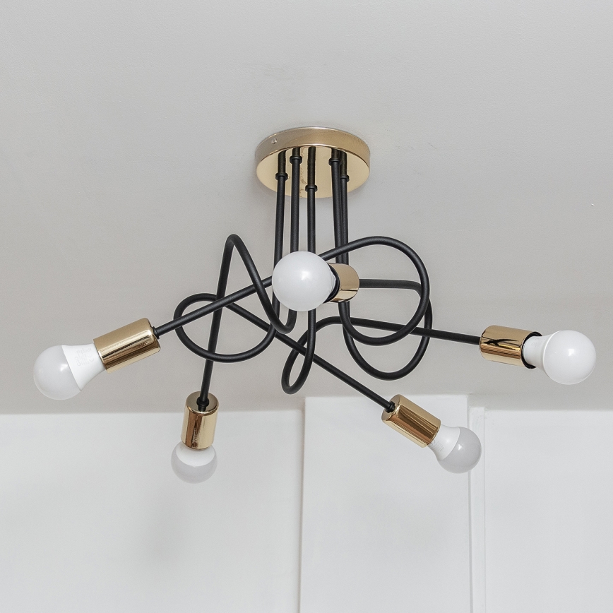 Lustră aplicată OXFORD 5xE27/15W/230V aurie/neagră