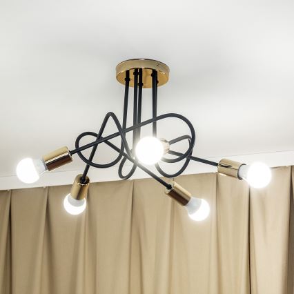 Lustră aplicată OXFORD 5xE27/15W/230V aurie/neagră