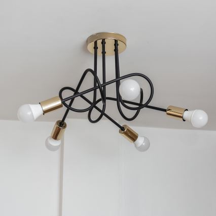 Lustră aplicată OXFORD 5xE27/15W/230V aurie/neagră