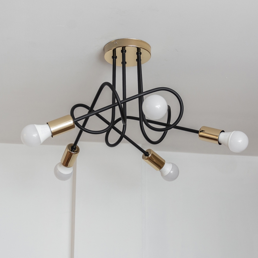 Lustră aplicată OXFORD 5xE27/15W/230V aurie/neagră