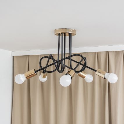 Lustră aplicată OXFORD 5xE27/15W/230V aurie/neagră