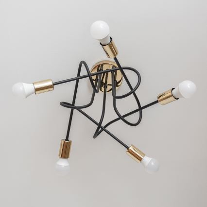 Lustră aplicată OXFORD 5xE27/15W/230V aurie/neagră