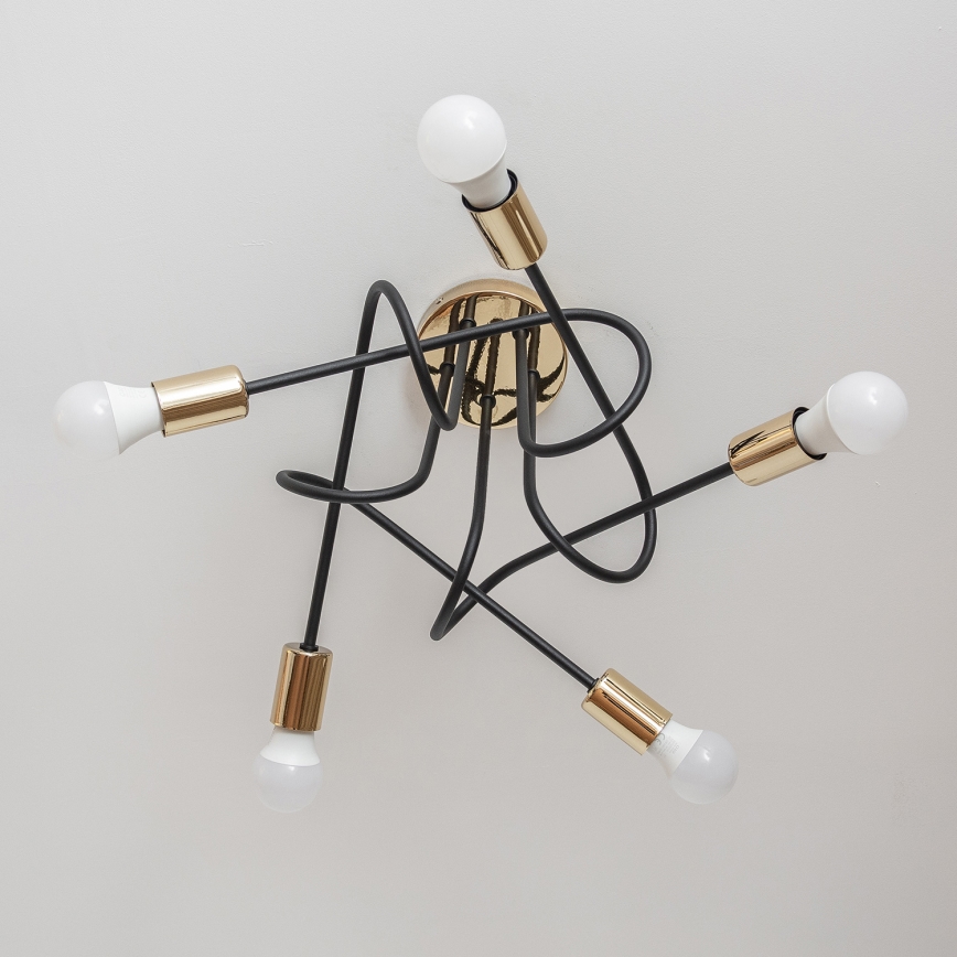 Lustră aplicată OXFORD 5xE27/15W/230V aurie/neagră