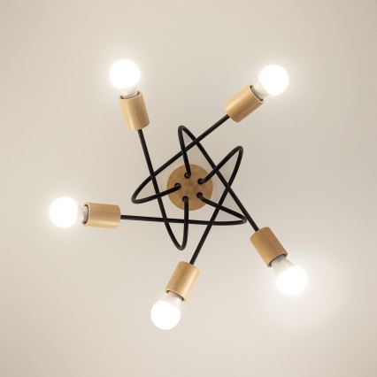 Lustră aplicată OXFORD 5xE27/15W/230V pin/negru