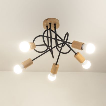 Lustră aplicată OXFORD 5xE27/15W/230V pin/negru