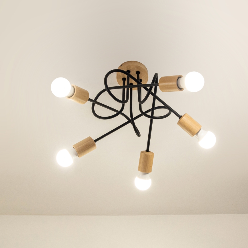 Lustră aplicată OXFORD 5xE27/15W/230V pin/negru