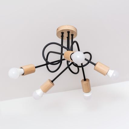 Lustră aplicată OXFORD 5xE27/15W/230V pin/negru