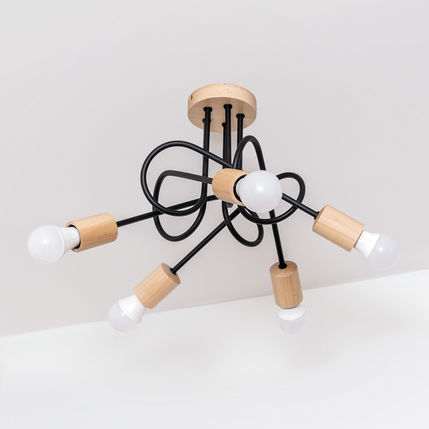 Lustră aplicată OXFORD 5xE27/15W/230V pin/negru