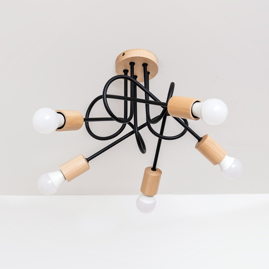 Lustră aplicată OXFORD 5xE27/15W/230V pin/negru